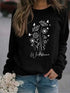Relaxing Women's Print Long Sleeved- Wild Flowers Print, Black