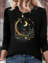 Majestic Women's Print Long-Sleeved- Moon Print, Black