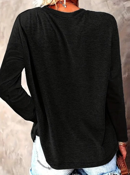 Stylish Women's Printed Long Sleeve- Western 'M,' Black