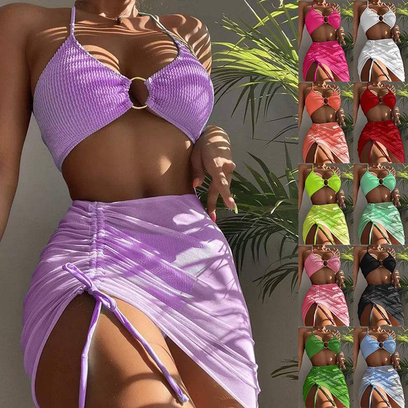 3pcs Halter Bikini Summer Fashion Personalized Three-point Beach Swims