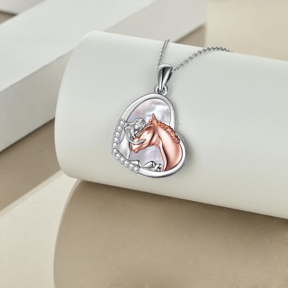 Sterling Silver Embrace Horse Heart Pendant