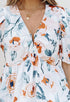 Green Floral Print Puff Sleeve V Neck Babydoll Blouse