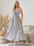 Bohemian halter maxi dress in striped, flowy design, perfect for summer.