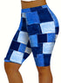 Ladies' Checkered Pants With Contrasting Color Splicing And Slim Fit Shorts