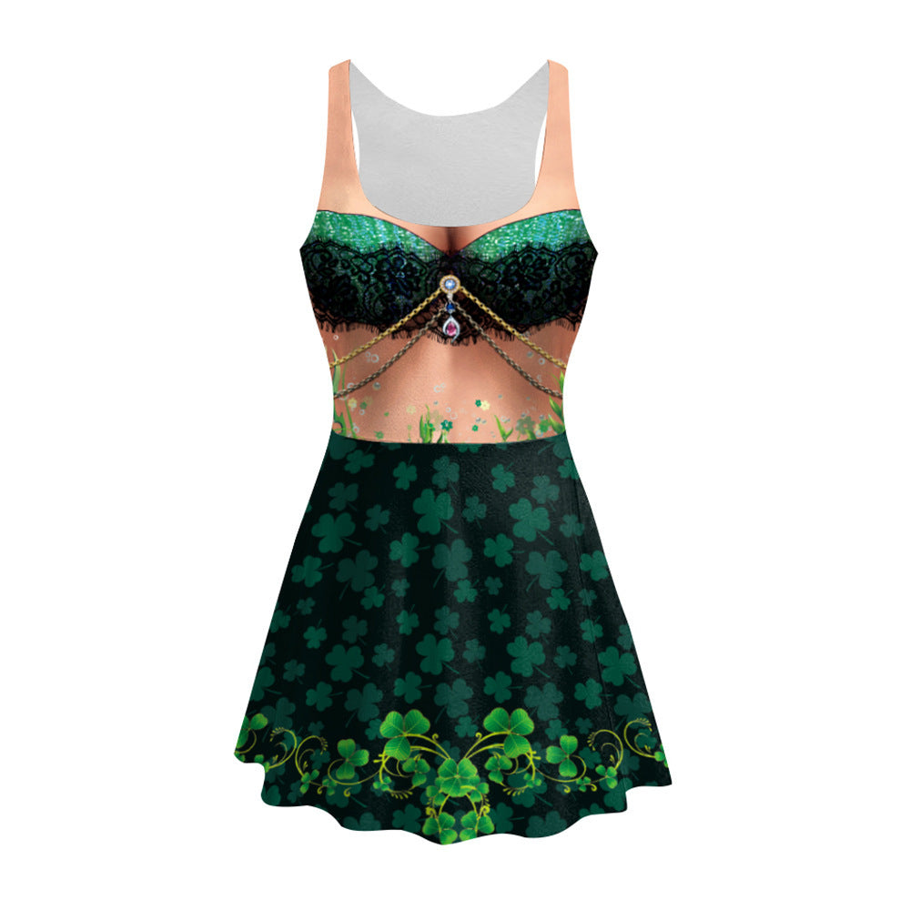 Women's St. Patrick's Day Printed A-line Dress