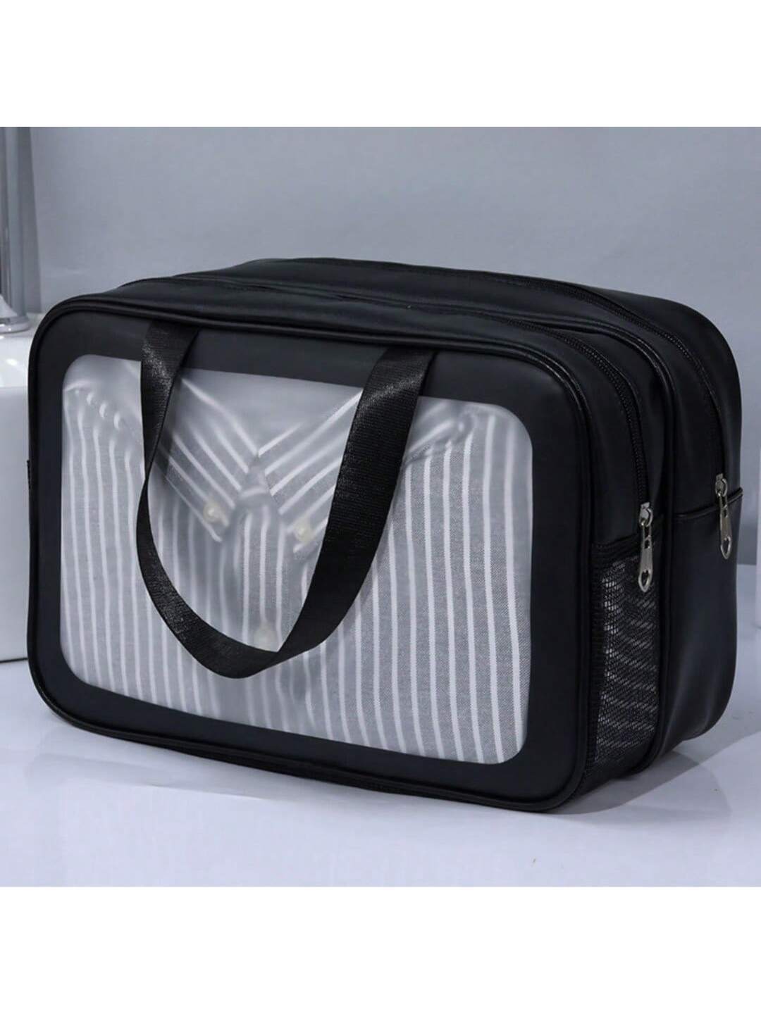 Fashionable Travel Makeup Bag With PVC Lining, Letter Design Handbag Perfect For Gym, Business, Or Travel