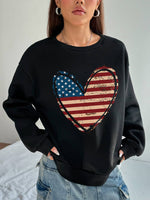 Cute Women's Hoodless Sweatshirt- American Love Print