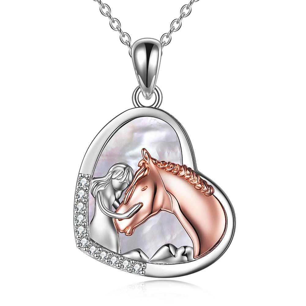 Sterling Silver Embrace Horse Heart Pendant