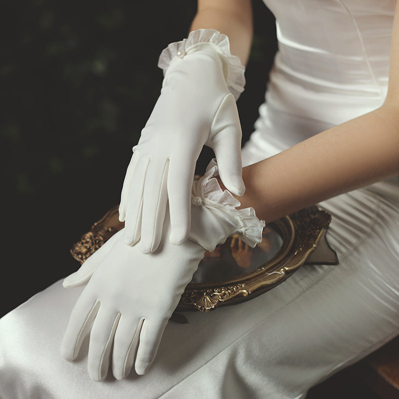 Bridal Wedding Dress Gloves Short Tulle