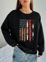 Stylish Women's Hoodless Sweatshirt- American Flag Graphic Print