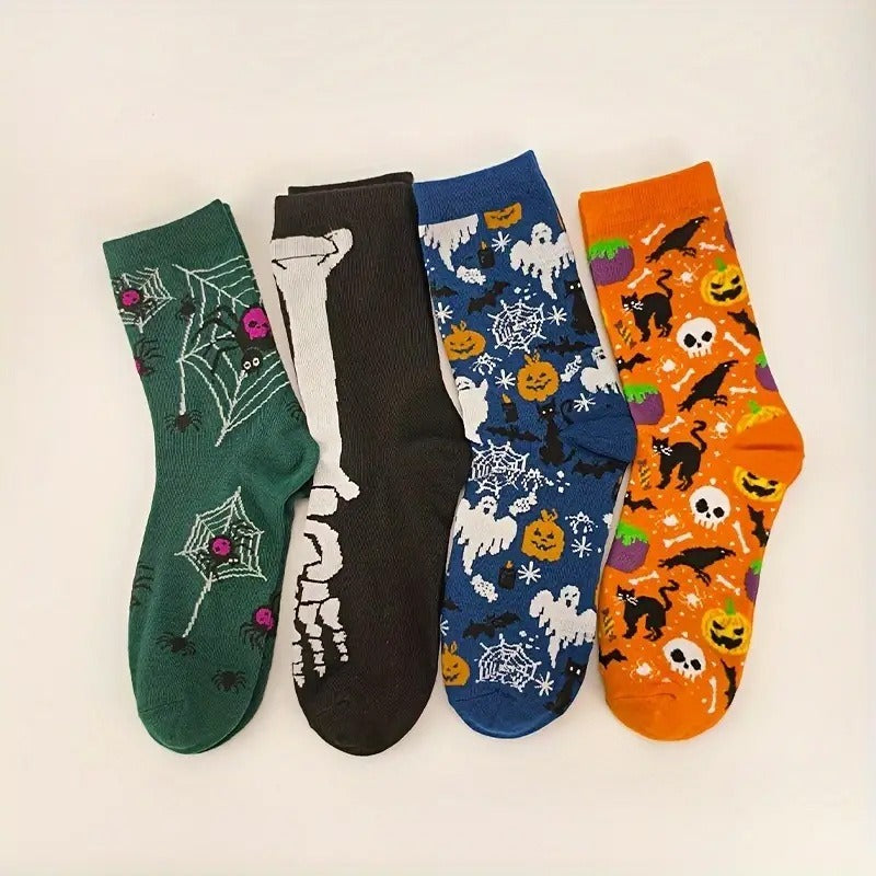 Women And Mens Funny Halloween Socks Adults Skeleton Dress Socks