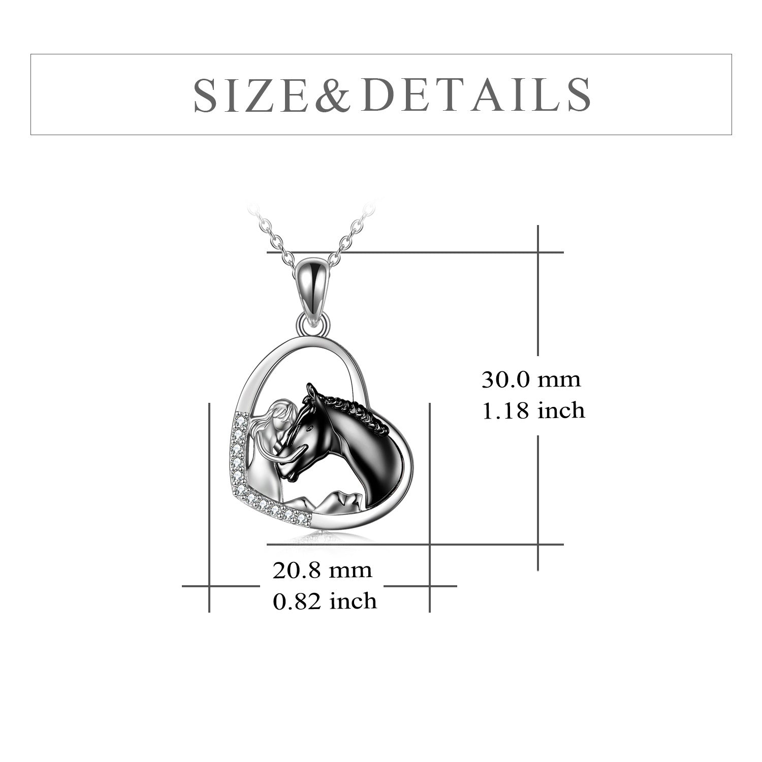 Sterling Silver Embrace Horse Heart Pendant