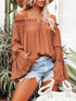 Women's Elegant Solid Color Off Shoulder Flared Sleeve Shirt for Vacation and Casual Wear