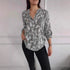 Loose Casual Long Sleeves Printed Sequined Pocket Shirt