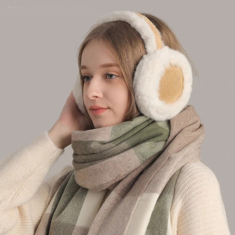 Cute Warm Plush Earmuff Scarf Gloves