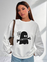 Cute Women's Hoodless Sweatshirt- Ghost Print