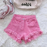 Mid-waist Korean Style Casual Hong Kong Style Burrs Tassels Hot Girl D