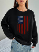 Patriotic Women's Hoodless Sweatshirt- USA Flag Print