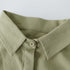 Ladies' Short Sleeved Lapel Waist Cross Strap Design Solid Color Shirt
