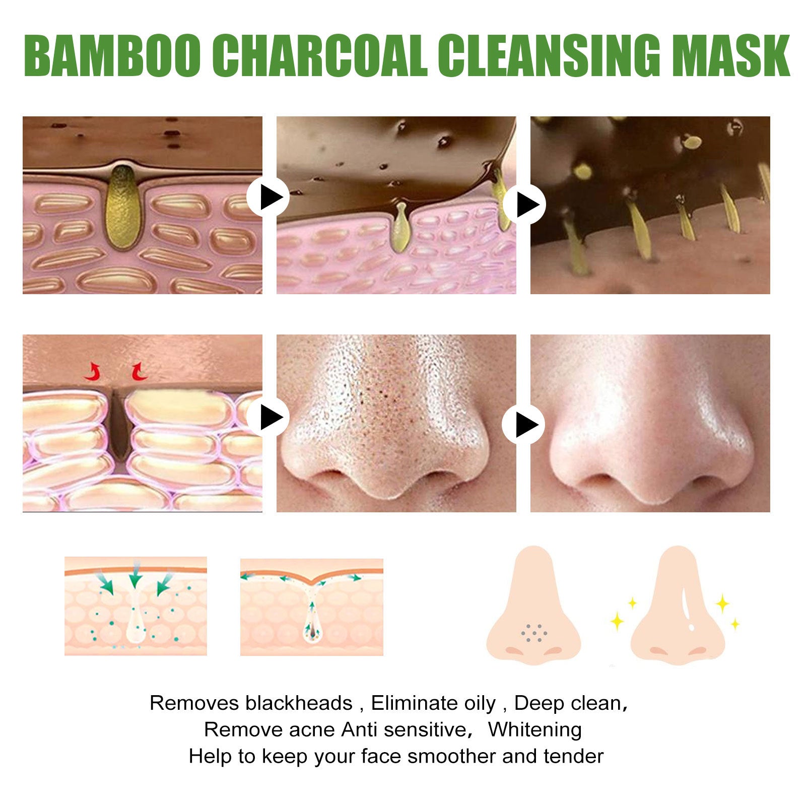 EELHOE Bamboo Charcoal Blackhead Removal Rip-Off Mask