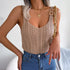 Women's Sleeveless Knitted Camisole With Metal Buckle Straps Crew Neck Tank Top