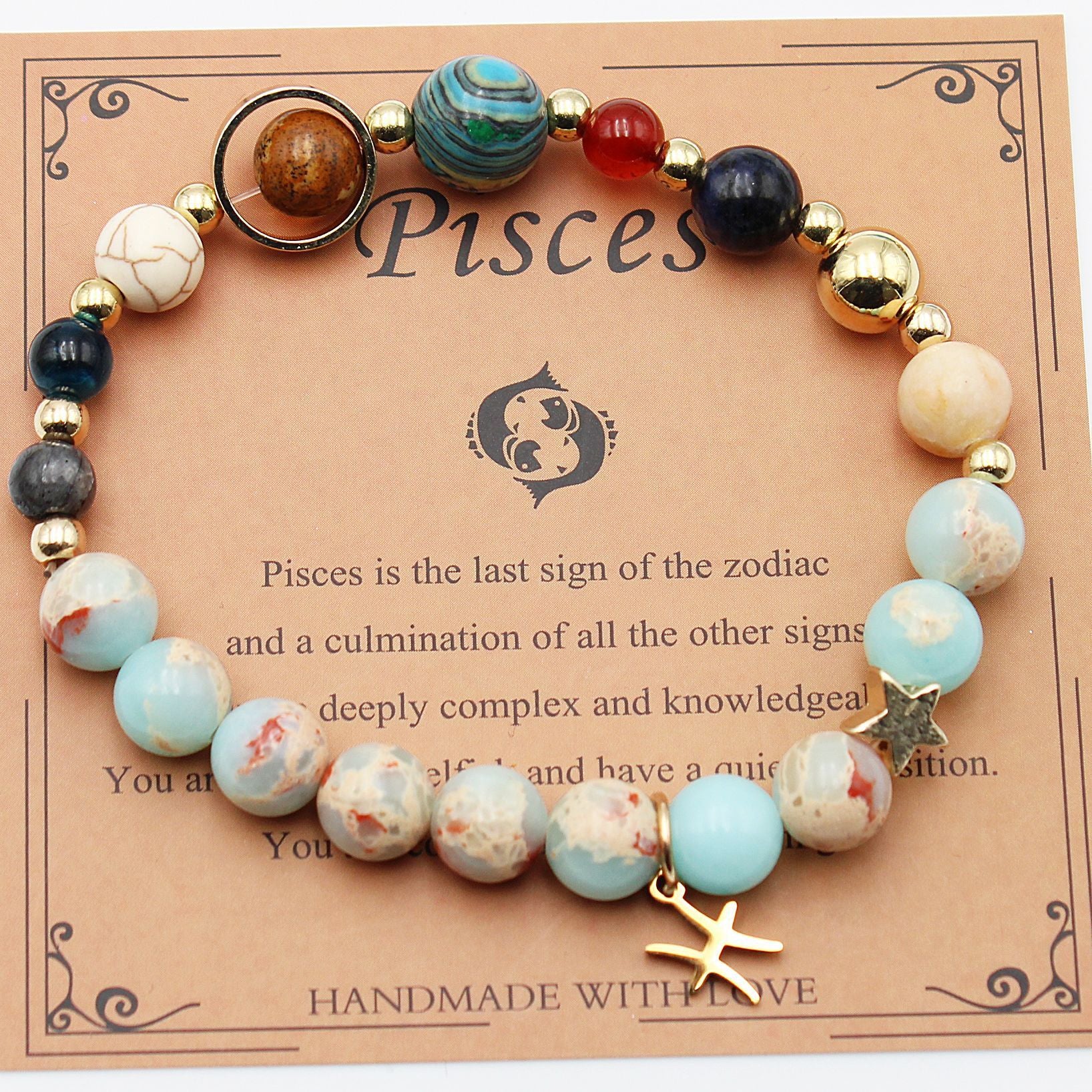 Twelve Constellations Bracelets Natural Stone Beaded Eight Planets