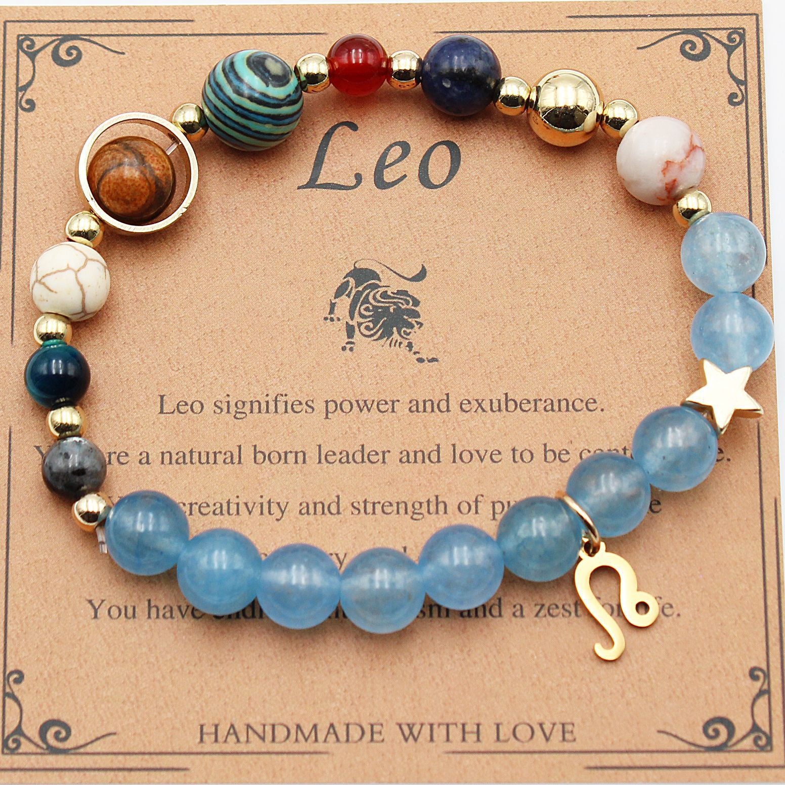 Twelve Constellations Bracelets Natural Stone Beaded Eight Planets