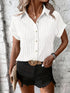 Chic Batwing Blouse Versatile V-Neck Blouse - Batwing Sleeves Easy-Care Top For Spring Summer Fall