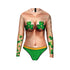 St. Patrick's Day Green 3D Digital Printed Women's Long Sleeve Conservative Swimwear