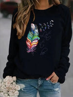 Stylish Women's Printed Long Sleeve- Let It Be Print, Black