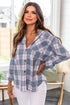 New Polo Collar Pocket Long Sleeve Plaid Shirt For Women