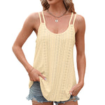 New Solid Color Jacquard Round Neck Women's Bottom And Inner Shoulder Strap Tank Top