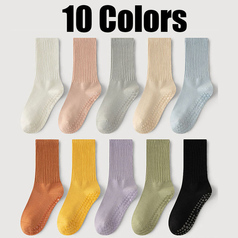 10 Pairs Home Pilates Socks For Women With Non Slip Grippers Yoga Crew Socks