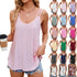 Solid color jacquard round neck women's tank top with inner shoulder straps in macaron colors, featuring a loose fit and sleeveless design.