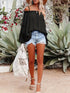 Women's Elegant Solid Color Off Shoulder Flared Sleeve Shirt for Vacation and Casual Wear