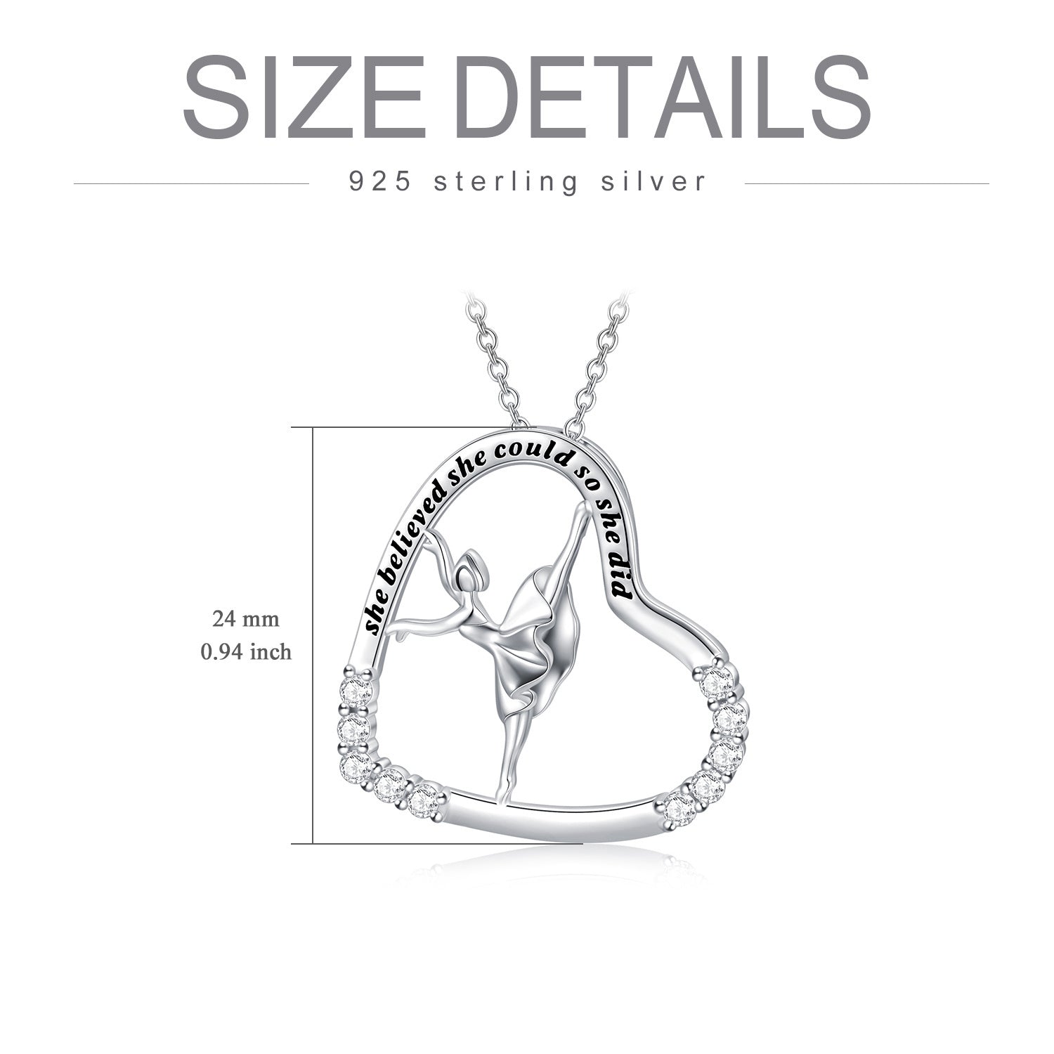 925 Sterling Silver Heart Ballet Dancer