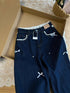 Retro Waist Lace Stitching Jeans Women's Winter Slimming Wide Leg Pants