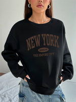 Stylish Women's Hoodless Sweatshirt- New York Print