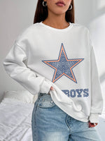 Stylish Women's Hoodless Sweatshirt- Cowboys Print