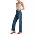 Washed Women's Jeans Wide Leg Trousers Square Pocket