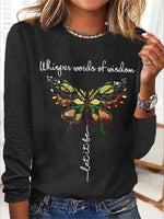 Poetic Women's Printed Long Sleeve- Let It Be Wisdom Print, Black