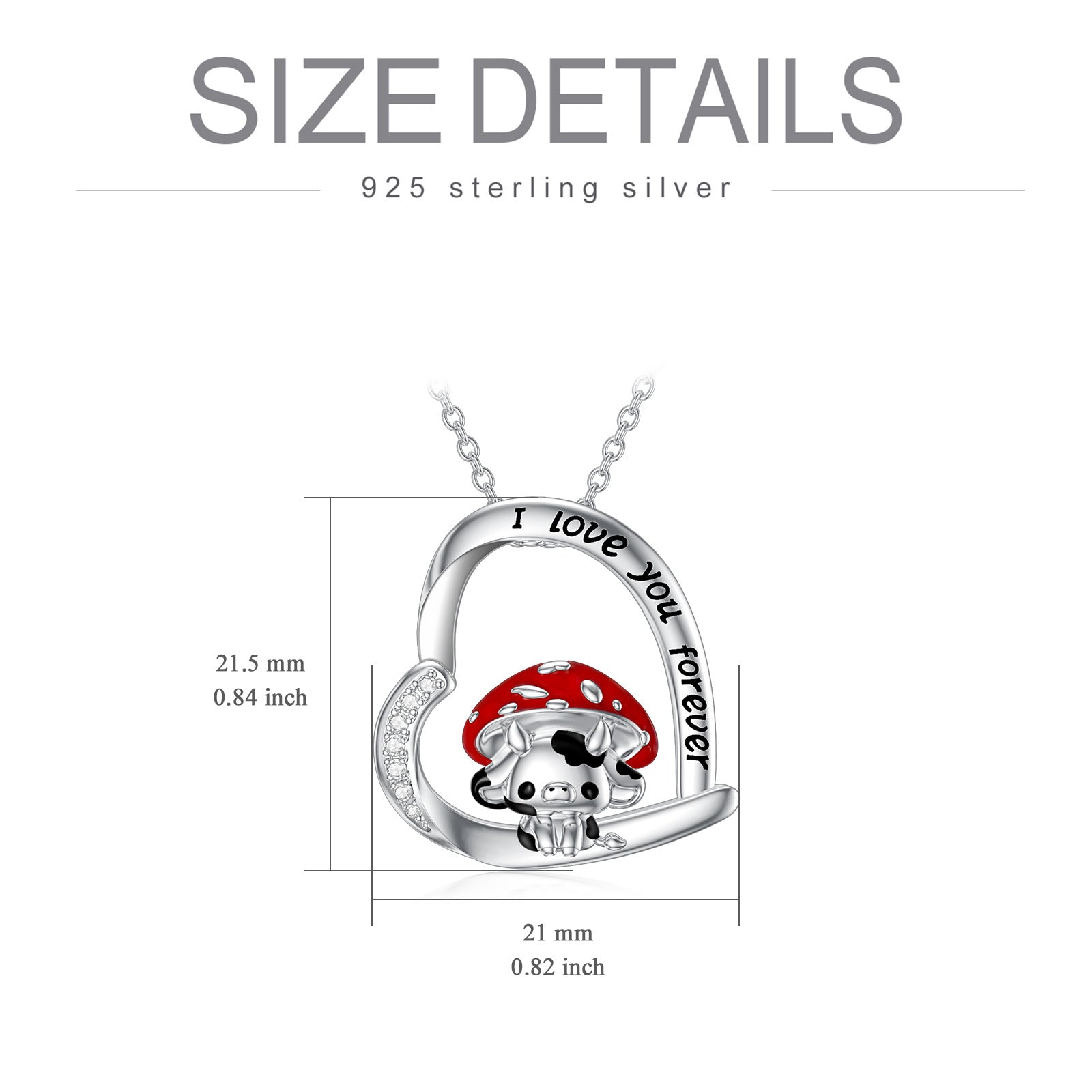 925 Sterling Silver Mushroom Cow Pendant