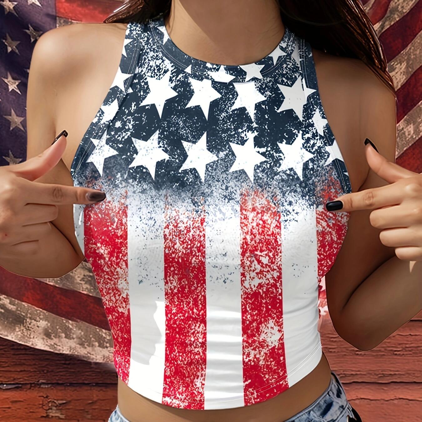 Casual Vacation Print Top | American Flag Print Top | Bili Now