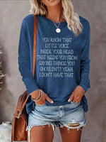 Funny Women's Printed Long Sleeve- The Little Voice, Blue