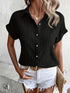 Chic Batwing Blouse Versatile V-Neck Blouse - Batwing Sleeves Easy-Care Top For Spring Summer Fall