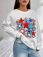Stylish Women's Hoodless Sweatshirt- Stars Print