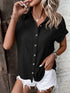 Chic Batwing Blouse Versatile V-Neck Blouse - Batwing Sleeves Easy-Care Top For Spring Summer Fall