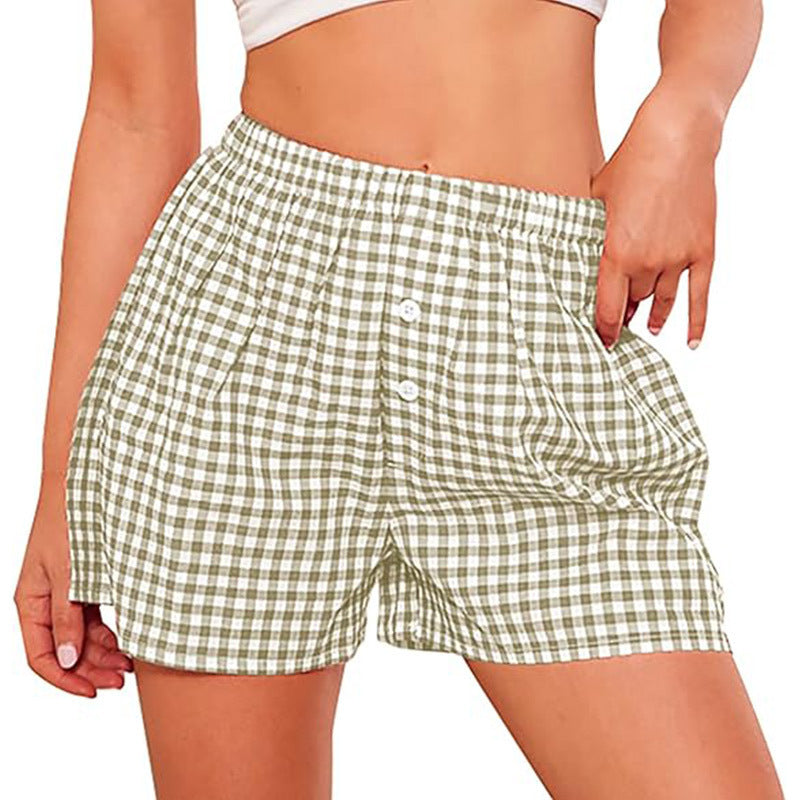 Holiday Women's Casual High Waist Loose Fashion Plaid Shorts