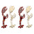 2 Pairs Alloy Earrings Fashionable Beautiful Crystal Lobster Shape Decor Women Gift