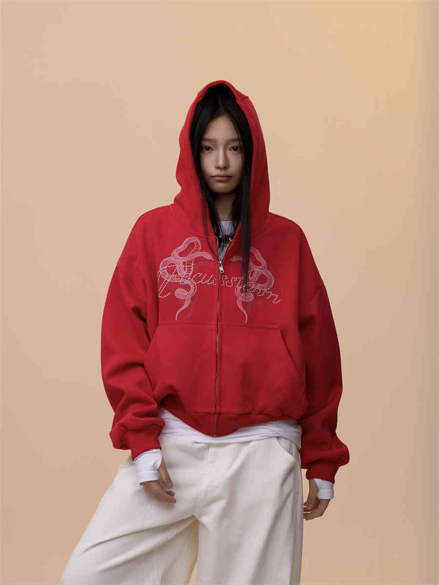 Retro Hooded Printed Casual Sweatshirt Women's Hooded Jacket
